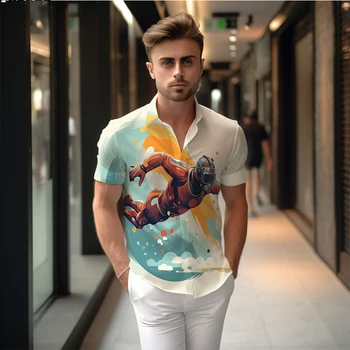 Летняя новая мужская рубашка с 3D-принтом, мужская рубашка для отдыха и повседневного стиля, модная уличная мужская рубашка