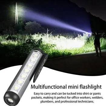 Магнитный фонарик, мини-водонепроницаемый фонарик с бликами, многофункциональный портативный суперяркий карманный фонарик для кемпинга и пеших прогулок