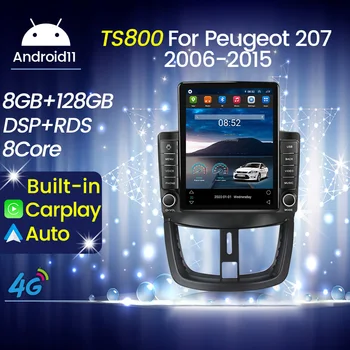 Tesla Style 8-Ядерный Головной Блок Автомобиля Android Auto Carplay 2Din Мультимедийный Навигационный Плеер Радио GPS для Peugeot 207 2006-2015