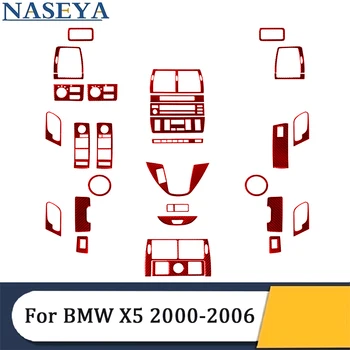 Для BMW X5 2000 2001 2002 2003 2004 2005 2006 Красные Наклейки Из Углеродного Волокна Для Стайлинга Автомобилей Аксессуары Интерьера