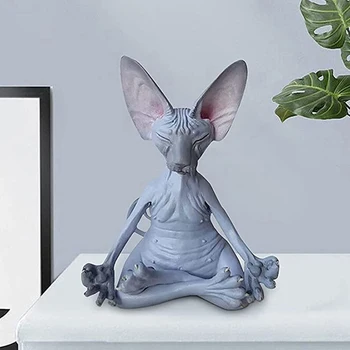 Коллекционные фигурки для творчества Sphynx Cat Meditate, 1 шт., миниатюрные игрушки для декора ручной работы, модели животных, домашний декор